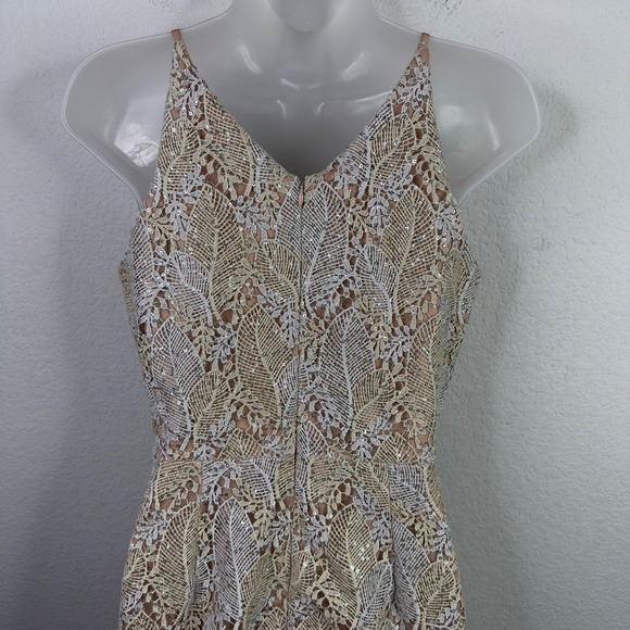 Dress The Population Aurora Dress Women S Gold Silver Lace Sequin Bridal Wedding - Picture 5 of 11
